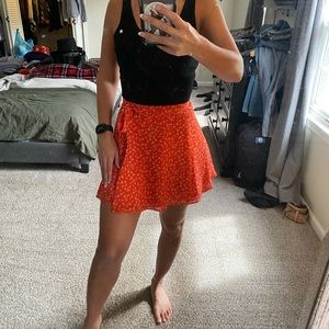 Red floral print Forever21 skirt